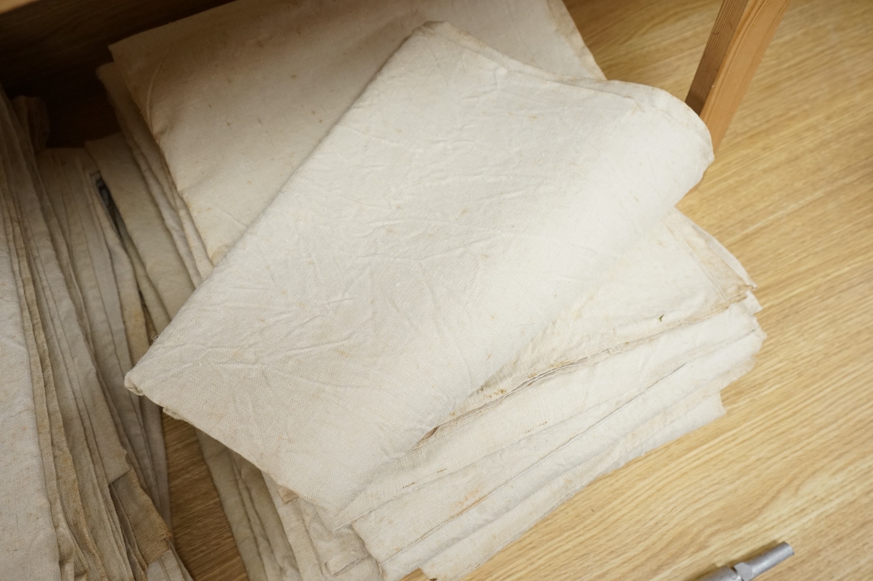 Nine coarse linen sheets